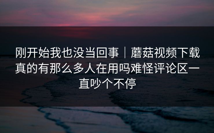 刚开始我也没当回事｜蘑菇视频下载真的有那么多人在用吗难怪评论区一直吵个不停