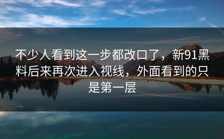 不少人看到这一步都改口了，新91黑料后来再次进入视线，外面看到的只是第一层