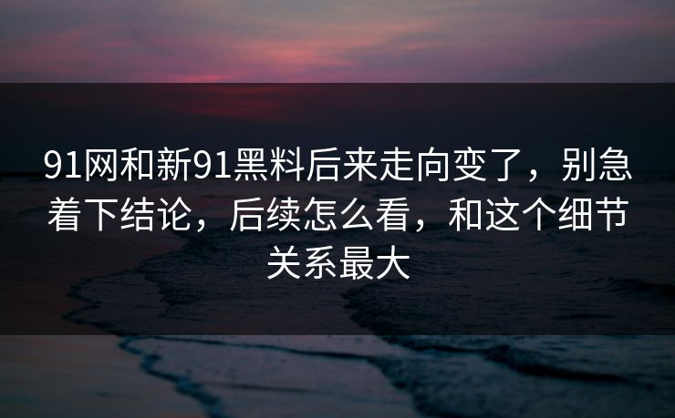 91网和新91黑料后来走向变了，别急着下结论，后续怎么看，和这个细节关系最大