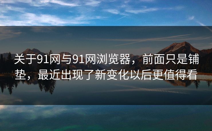 关于91网与91网浏览器，前面只是铺垫，最近出现了新变化以后更值得看