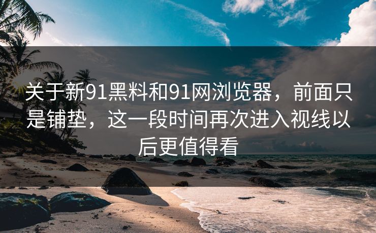 关于新91黑料和91网浏览器，前面只是铺垫，这一段时间再次进入视线以后更值得看