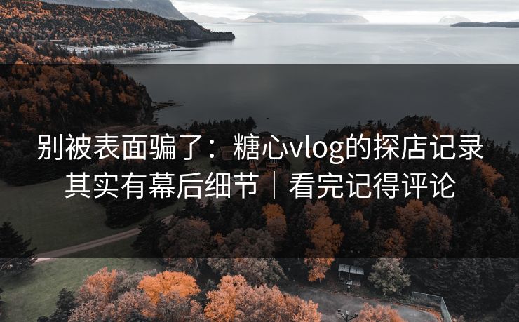 别被表面骗了：糖心vlog的探店记录其实有幕后细节｜看完记得评论