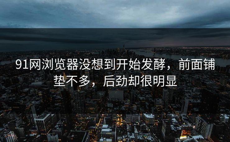 91网浏览器没想到开始发酵，前面铺垫不多，后劲却很明显