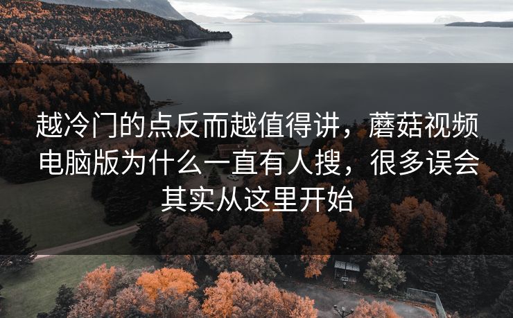 越冷门的点反而越值得讲，蘑菇视频电脑版为什么一直有人搜，很多误会其实从这里开始