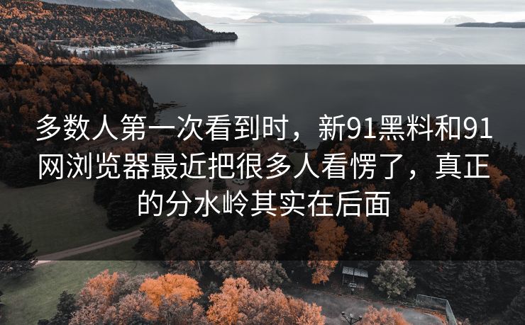 多数人第一次看到时，新91黑料和91网浏览器最近把很多人看愣了，真正的分水岭其实在后面
