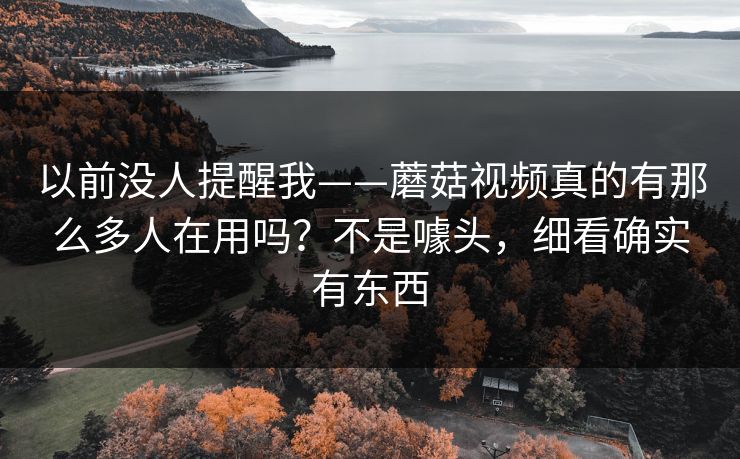 以前没人提醒我——蘑菇视频真的有那么多人在用吗？不是噱头，细看确实有东西