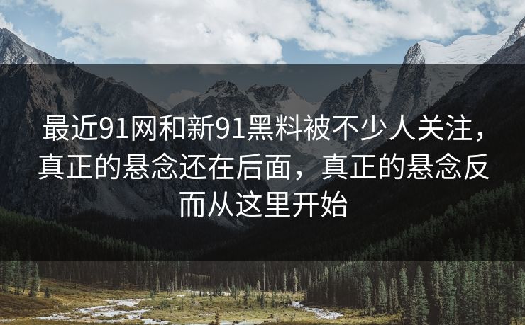 最近91网和新91黑料被不少人关注，真正的悬念还在后面，真正的悬念反而从这里开始