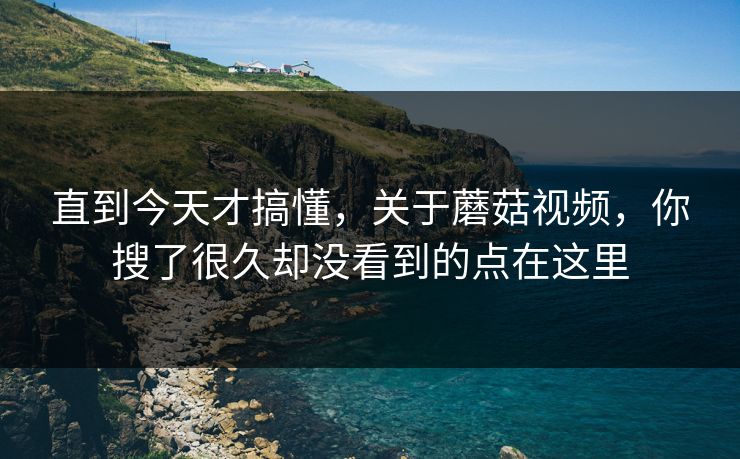 直到今天才搞懂，关于蘑菇视频，你搜了很久却没看到的点在这里