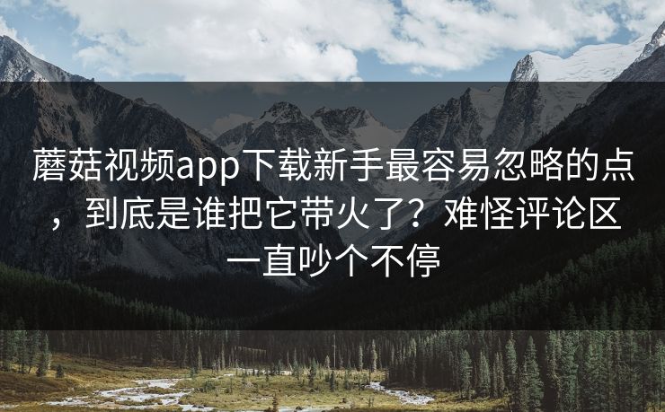 蘑菇视频app下载新手最容易忽略的点，到底是谁把它带火了？难怪评论区一直吵个不停