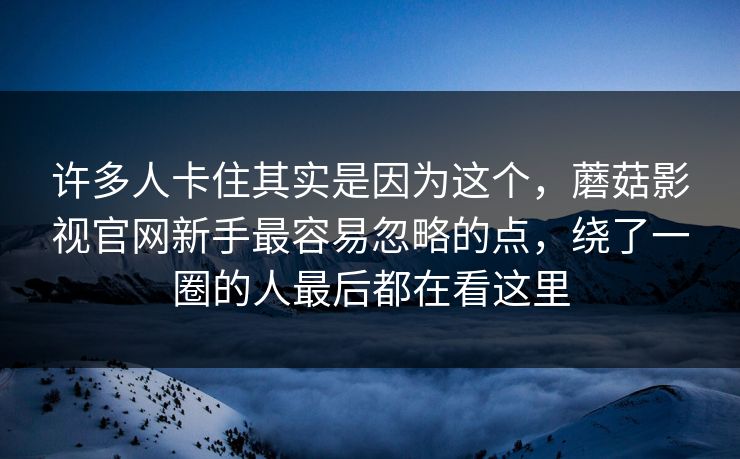 许多人卡住其实是因为这个，蘑菇影视官网新手最容易忽略的点，绕了一圈的人最后都在看这里